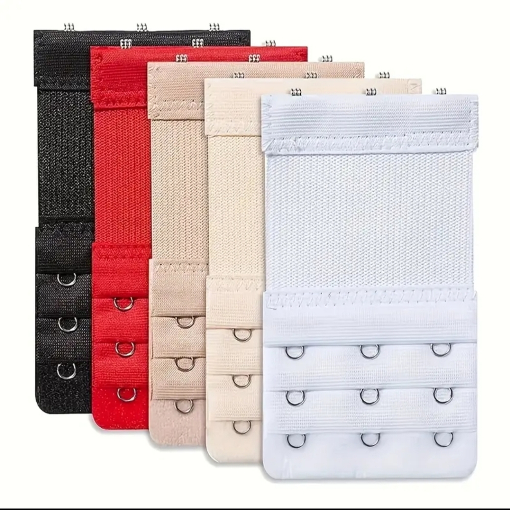 5pcs Adjustable 3-Hook Bra Strap Extenders in Assorted Colors Polyester